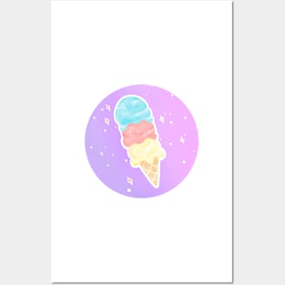 Three Scooped Icecream Cone Posters and Art